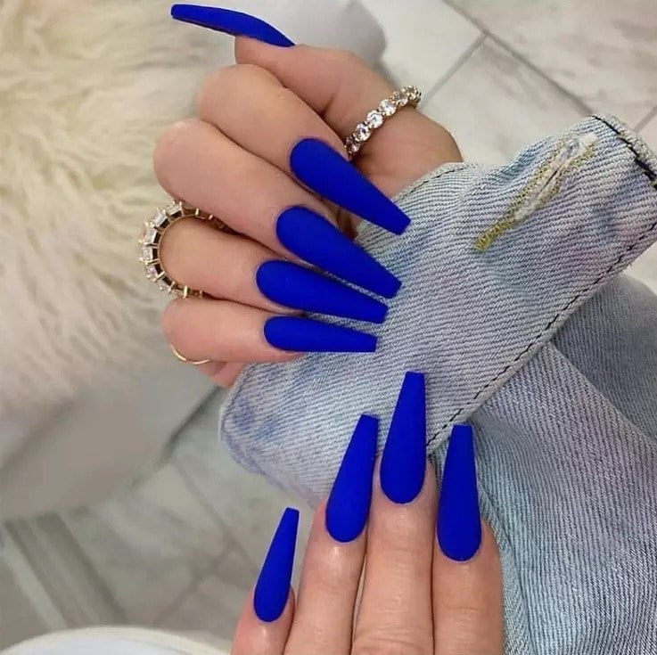 Blue Louis Vuitton Press On Nails - Nail & Bail - Best Press On Nails